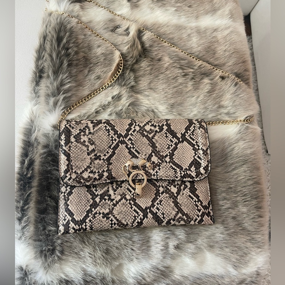 Topshop Brown Snakeskin Clutch Purse